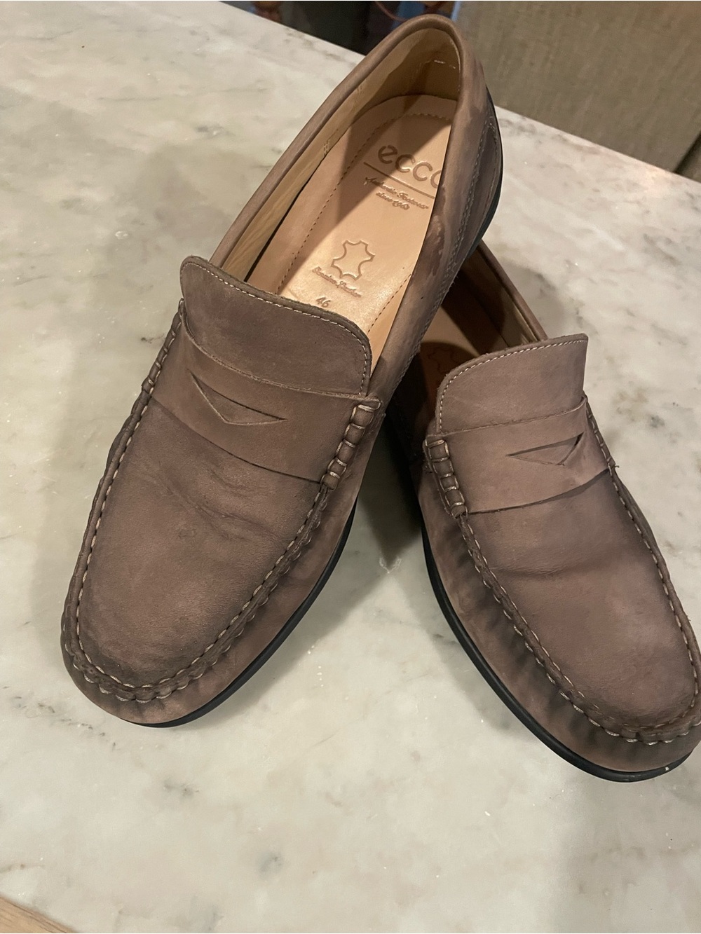 Ecco Men's Taupe Nubuck Penny Loafers